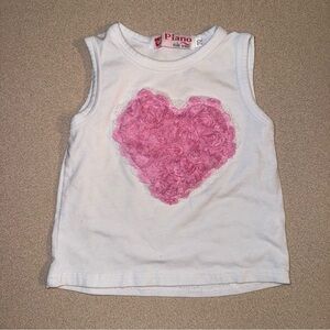 Tank girls size 70 (6-12 months) white with pink floral heart